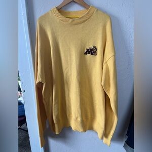 Men's Yellow Crewneck Sweatshirt with Small Chest Logo